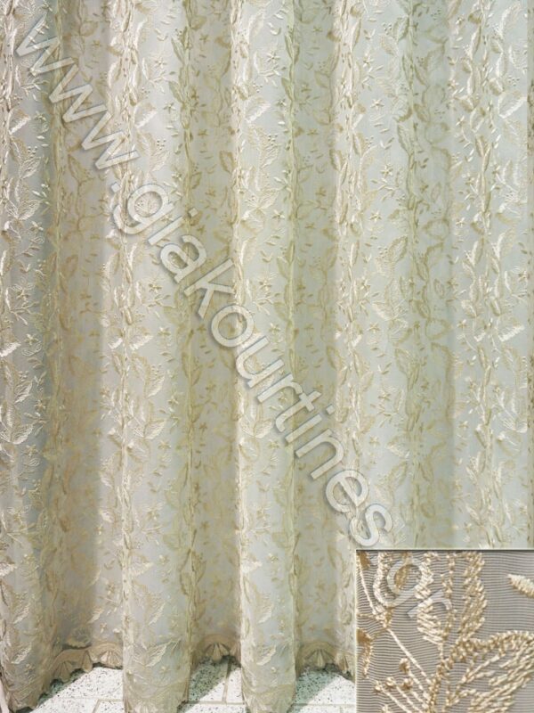 ΚΟΥΡΤΙΝΑ ΡΑΜΜΕΝΗ ΟΛΟΚΕΝΤΗΤΗ ΑΤΣΑΛΑΚΩΤΗ ΜΕ ΦΙΣΤΟΝΙ, ΜΠΕΖ, 4Μ ΦΑΡΔΟΣ Χ 2,80Μ ΥΨΟΣ