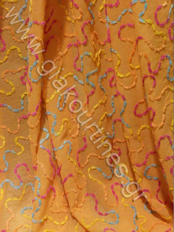 ΚΟΥΡΤΙΝΑ ΓΑΖΑ ΠΟΡΤΟΚΑΛΙ, ΣΧΕΔΙΑ ΓΑΛΑΖΙΟ, ΚΙΤΡΙΝΟ, ΦΟΥΞ