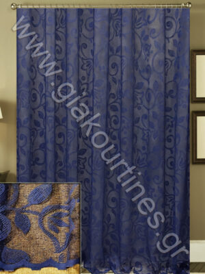 ΚΟΥΡΤΙΝΑ ΜΠΑΛΚΟΝΟΠΟΡΤΑΣ, ΔΑΝΤΕΛΑ ΔΙΑΦΑΝΗ ΡΑΜΜΕΝΗ, ΣΚΟΥΡΟ ΜΠΛΕ