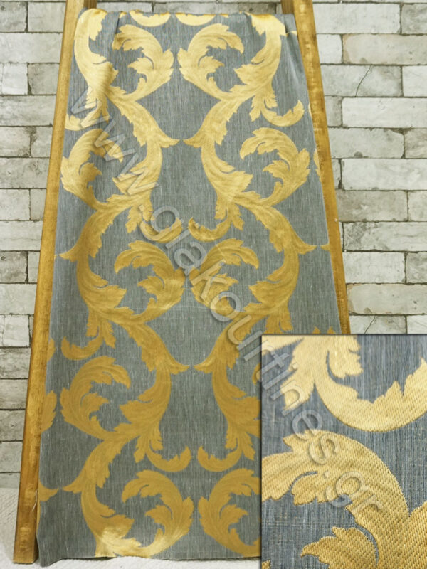 ΥΦΑΣΜΑ ΜΠΑΡΟΚ,  ΠΑΣΤΕΛ ΜΠΛΕ ΜΕ ΧΡΥΣΟ