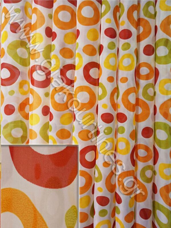 ΚΟΥΡΤΙΝΑ ΠΟΡΤΑΣ ΒΟΥΑΛ ΜΕ ΚΥΚΛΟΥΣ ΚΟΚΚΙΝΟΥΣ, ΠΟΡΤΟΚΑΛΙ, ΚΙΤΡΙΝΟΥΣ