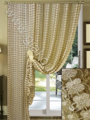 ΚΟΥΡΤΙΝΑ ΠΟΛΥΤΕΛΕΙΑΣ ΡΑΜΜΕΝΗ ΔΙΑΦΑΝΗ ΓΙΑ ΡΙΝΤΟ Ή ΚΟΥΡΤΙΝΑ, ΧΡΩΜΑ ΜΠΕΖΟΧΡΥΣΟ 2,50Μ ΦΑΡΔΟΣ Χ 2,85Μ ΥΨΟΣ