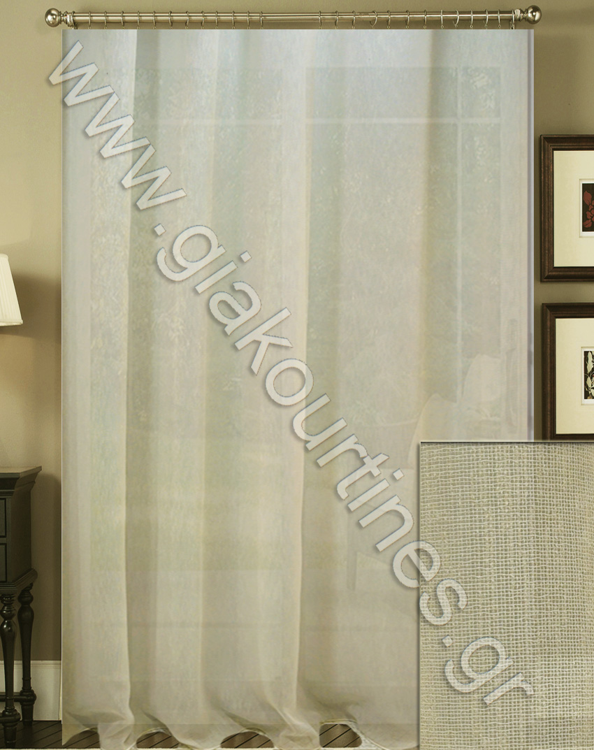 ΚΟΥΡΤΙΝΑ ΡΑΜΜΕΝΗ ΔΙΑΦΑΝΗ, ΧΡΩΜΑ ΟΥΔΕΤΕΡΟ ΜΠΕΖ ΤΗΣ ΑΜΜΟΥ, 4Μ ΦΑΡΔΟΣ Χ 2,80Μ ΥΨΟΣ