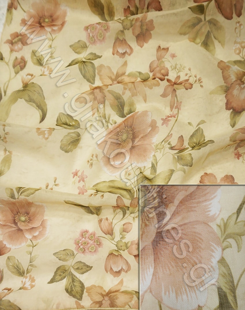 ΥΦΑΣΜΑ ΦΛΟΡΑΛ ΔΙΑΦΑΝΟ ΜΕ ΚΑΦΕ ΑΝΘΗ 4,40Μ Χ 2,80Μ