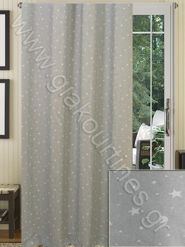 ΚΟΥΡΤΙΝΑ ΡΑΜΜΕΝΗ ΓΙΑ ΠΑΙΔΙΚΟ ΔΩΜΑΤΙΟ ΛΟΝΕΤΑ ΙΣΠΑΝΙΑΣ ΓΚΡΙ 2Μ Χ 2,70Μ