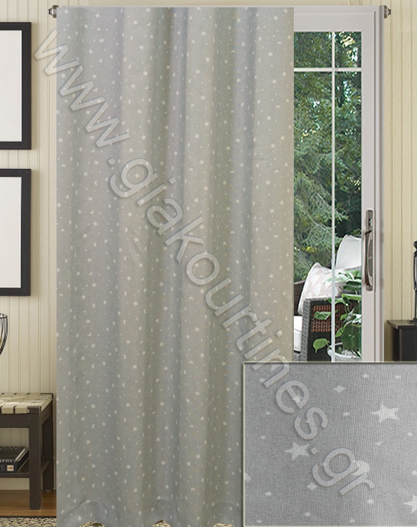 ΚΟΥΡΤΙΝΑ ΡΑΜΜΕΝΗ ΓΙΑ ΠΑΙΔΙΚΟ ΔΩΜΑΤΙΟ ΛΟΝΕΤΑ ΙΣΠΑΝΙΑΣ ΓΚΡΙ 2Μ Χ 2,70Μ