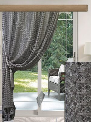 ΚΟΥΡΤΙΝΑ ΡΑΜΜΕΝΗ ΔΙΑΦΑΝΗ, ΚΙΠΟΥΡ ΠΟΛΥΤΕΛΕΙΑΣ ΑΤΣΑΛΑΚΩΤΗ  ΓΚΡΙ ΜΕ GLITTER ΑΣΗΜΙ