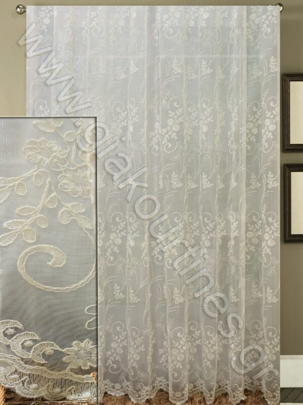 ΚΟΥΡΤΙΝΑ ΡΑΜΜΕΝΗ ΔΙΑΦΑΝΗ, ΤΟΥΛΙΝΗ ΟΡΓΑΝΤΙΝΑ ΟΛΟΚΕΝΤΗΤΗ ΑΤΣΑΛΑΚΩΤΗ 4Μ ΦΑΡΔΟΣ Χ 2,80Μ