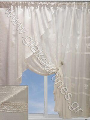 ΚΟΥΡΤΙΝΑ ΡΑΜΜΕΝΗ ΓΙΑ ΠΑΡΑΘΥΡΟ ΜΕ ΑΖΟΥΡ ΚΑΙ ΚΕΝΤΗΜΑ ΚΑΝΑΤΑΚΙΑ