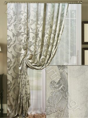 ΚΟΥΡΤΙΝΕΣ ΓΙΑ ΣΑΛΟΝΙ, ΡΙΝΤΟ ΧΥΤΟ ΠΑΓΟΥ ΑΣΗΜΙ 2,5Μ ΦΑΡΔΟΣ ΚΟΥΡΤΙΝΑ ΠΟΛΥΤΕΛΕΙΑΣ ΖΟΡΖΕΤΑ ΛΕΥΚΗ 4Μ ΦΑΡΔΟΣ