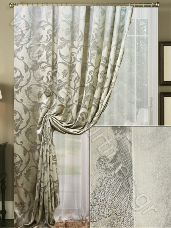 ΚΟΥΡΤΙΝΕΣ ΓΙΑ ΣΑΛΟΝΙ, ΡΙΝΤΟ ΧΥΤΟ ΠΑΓΟΥ ΑΣΗΜΙ 2,5Μ ΦΑΡΔΟΣ ΚΟΥΡΤΙΝΑ ΠΟΛΥΤΕΛΕΙΑΣ ΖΟΡΖΕΤΑ ΛΕΥΚΗ 4Μ ΦΑΡΔΟΣ