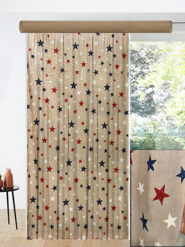 ΚΟΥΡΤΙΝΑ ΡΑΜΜΕΝΗ ΓΙΑ ΠΑΙΔΙΚΟ ΔΩΜΑΤΙΟ ΛΟΝΕΤΑ ΙΣΠΑΝΙΑΣ ΑΣΤΕΡΑΚΙΑ 1,5Μ Χ 2,70Μ