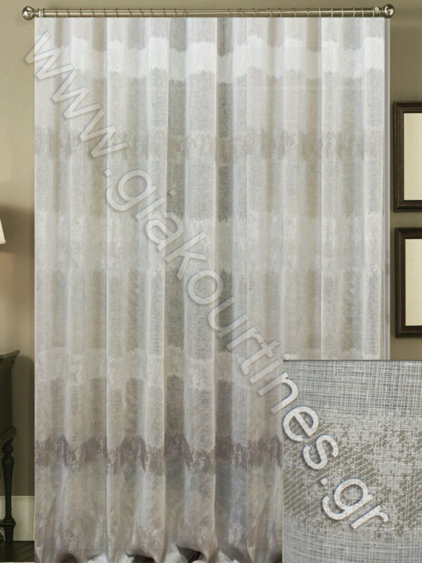 ΚΟΥΡΤΙΝΑ ΡΑΜΜΕΝΗ ΗΜΙΔΙΑΦΑΝΗ, ΥΠΟΛΕΥΚΗ ΜΕ ΡΙΓΕΣ ΥΠΟΛΕΥΚΕΣ & ΓΚΡΙ 4Μ ΦΑΡΔΟΣ