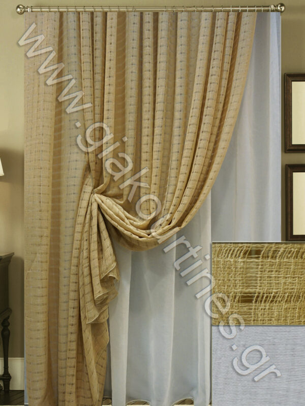 ΚΟΥΡΤΙΝΕΣ ΡΑΜΜΕΝΕΣ ΣΕΤ, ΜΟΝΤΕΡΝΟ ΔΙΧΤΥ ΜΠΕΖΟΣΠΑΓΓΙ 2,5Μ ΦΑΡΔΟΣ, ΚΟΥΡΤΙΝΑ ΔΙΑΦΑΝΗ ΥΠΟΛΕΥΚΗ 4Μ ΦΑΡΔΟΣ Χ 2,80Μ ΥΨΟΣ