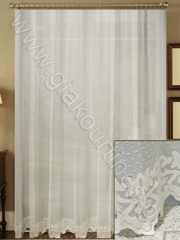 ΚΟΥΡΤΙΝΑ ΠΟΛΥΤΕΛΕΙΑΣ ΑΤΣΑΛΑΚΩΤΗ ΧΥΤΗ ΥΠΟΛΕΥΚΗ ΜΕ ΒΑΡΥ ΦΙΣΤΟΝΙ ΣΤΟ ΤΕΛΕΙΩΜΑ