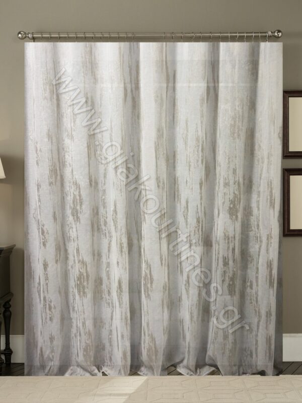 ΚΟΥΡΤΙΝΑ ΡΑΜΜΕΝΗ Τ.ΛΙΝΟ ΗΜΙΔΙΑΦΑΝΗ, ΥΠΟΛΕΥΚΗ ΜΕ ΓΚΡΙ 4Μ ΦΑΡΔΟΣ