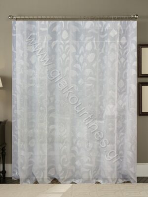 ΚΟΥΡΤΙΝΑ ΡΑΜΜΕΝΗ Τ.ΛΙΝΟ ΗΜΙΔΙΑΦΑΝΗ, ΛΕΥΚΗ ΜΕ ΦΙΛ ΚΟΥΠΕ ΦΥΛΛΑ 4Μ ΦΑΡΔΟΣ