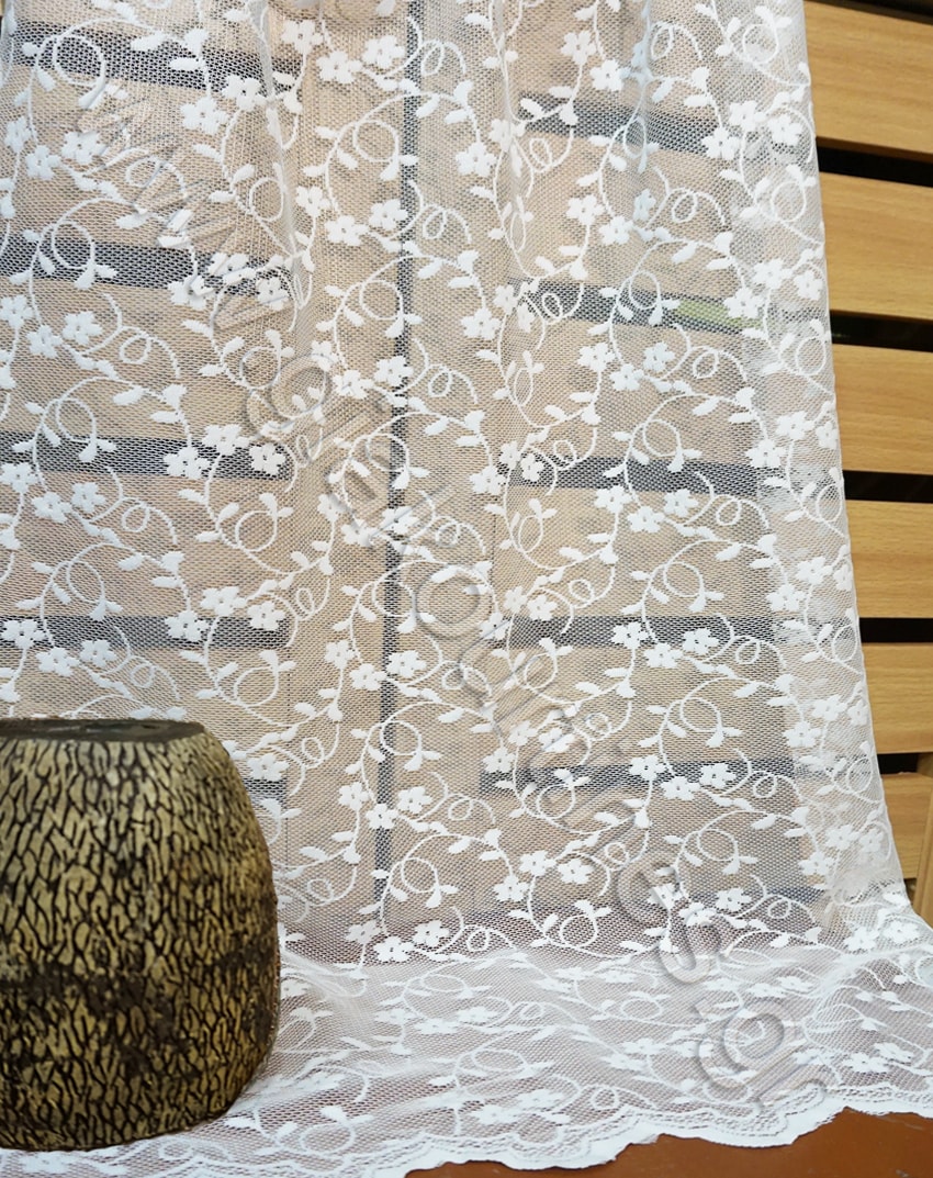 ΚΟΥΡΤΙΝΑ ΔΑΝΤΕΛΑ ΑΤΣΑΛΑΚΩΤΗ ΜΕ ΑΝΘΑΚΙΑ, ΧΡΩΜΑ ΥΠΟΛΕΥΚΟ