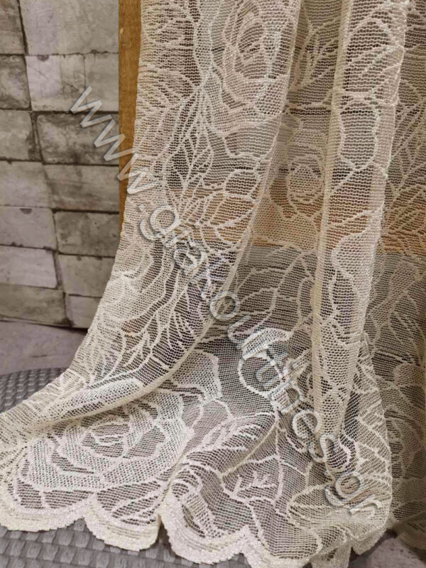 ΚΟΥΡΤΙΝΑ ΔΑΝΤΕΛΑ FLORAL, ΣΤΑΘΕΡΗ, ΓΛΥΚΟ ΜΠΕΖ