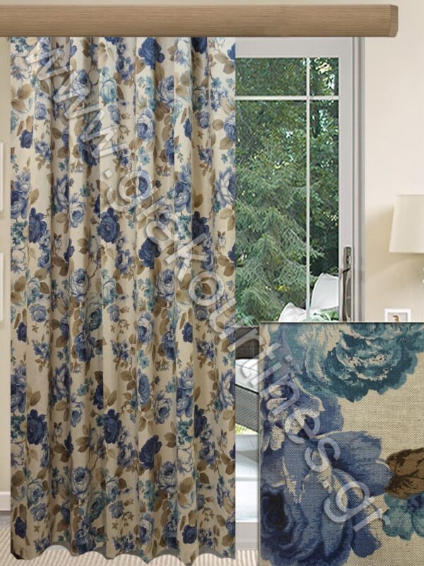 ΚΟΥΡΤΙΝΑ ΣΚΙΑΣΗΣ ΡΑΜΜΕΝΗ, ΛΟΝΕΤΑ ΦΛΟΡΑΛ ΧΡΩΜΑ ΤΗΣ ΑΜΜΟΥ ΜΕ ΜΠΛΕ