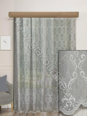 ΚΟΥΡΤΙΝΑ ΡΑΜΜΕΝΗ ΔΙΑΦΑΝΗ, ΜΟΝΤΕΡΝΑ ΑΝΟΙΧΤΟ ΓΚΡΙ ΜΕ GLITTER