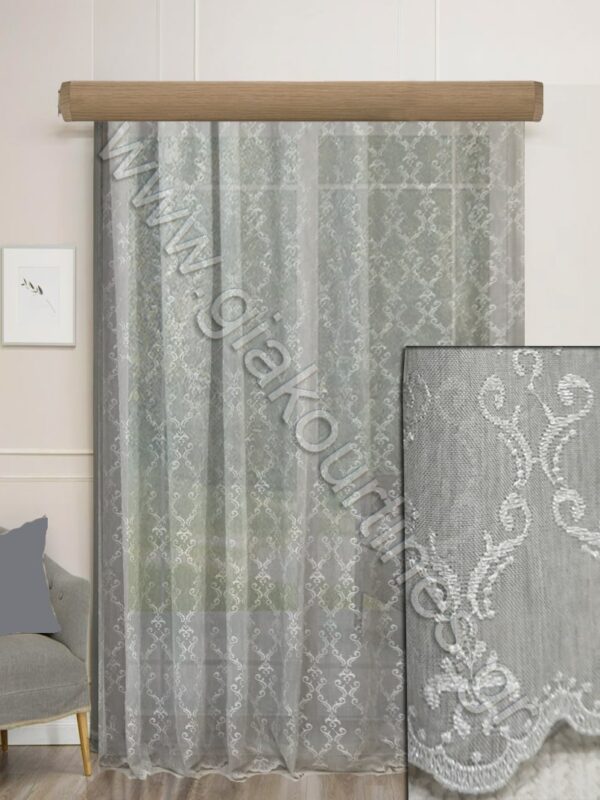 ΚΟΥΡΤΙΝΑ ΡΑΜΜΕΝΗ ΔΙΑΦΑΝΗ, ΜΟΝΤΕΡΝΑ ΑΝΟΙΧΤΟ ΓΚΡΙ ΜΕ GLITTER