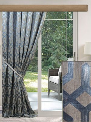 ΚΟΥΡΤΙΝΑ ΣΚΙΑΣΗΣ ΡΑΜΜΕΝΗ, ΖΑΚΑΡ ΜΕΤΑΛΛΙΖΕ ΠΑΣΤΕΛ ΓΚΡΙ ΜΠΛΕ