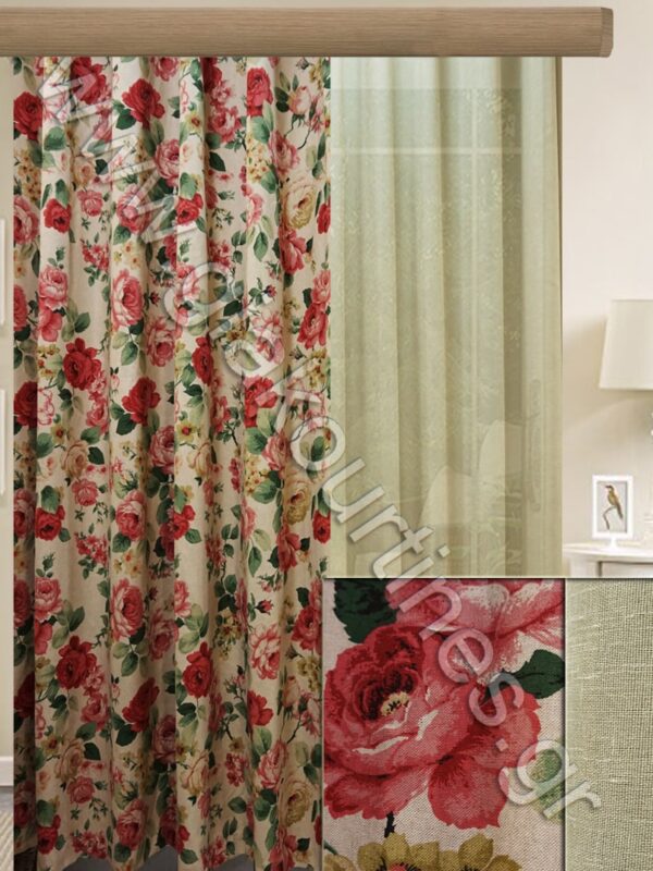 ΚΟΥΡΤΙΝΕΣ ΡΑΜΜΕΝΕΣ, ΡΙΝΤΟ ΛΟΝΕΤΑ ΑΜΜΟΥ 2,5Μ ΦΑΡΔΟΣ ΚΟΥΡΤΙΝΑ ΓΑΖΑ ΜΠΕΖ 4Μ ΦΑΡΔΟΣ