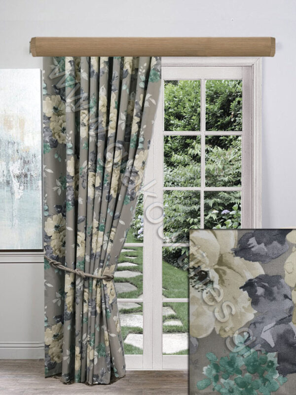 ΚΟΥΡΤΙΝΑ ΕΤΟΙΜΗ ΡΑΜΜΕΝΗ, FLORAL ΠΑΣΤΕΛ ΧΑΚΙ ΛΑΔΙ