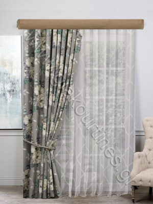 ΚΟΥΡΤΙΝΕΣ ΕΤΟΙΜΕΣ,ΡΙΝΤΟ FLORAL, ΚΟΥΡΤΙΝΑ ΜΑΤ ΛΕΥΚΗ