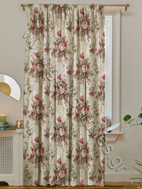 ΚΟΥΡΤΙΝΑ ΕΤΟΙΜΗ ΡΑΜΜΕΝΗ, ΛΟΝΕΤΑ FLORAL VINTAGE