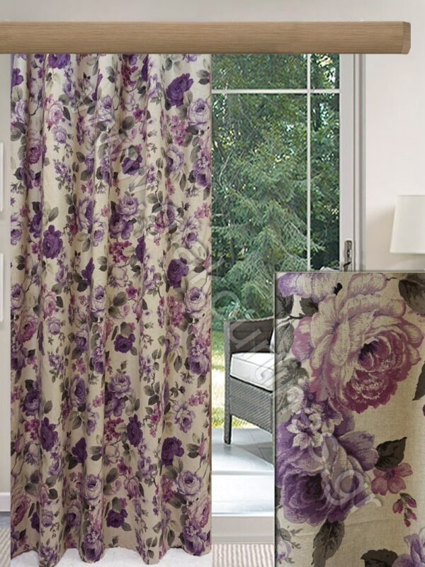 ΚΟΥΡΤΙΝΑ ΣΚΙΑΣΗΣ ΡΑΜΜΕΝΗ, ΛΟΝΕΤΑ ΦΛΟΡΑΛ ΧΡΩΜΑ ΤΗΣ ΑΜΜΟΥ ΜΕ ΜΩΒ