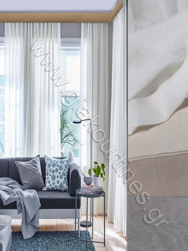 ΚΟΥΡΤΙΝΑ ΡΑΜΜΕΝΗ ΗΜΙΔΙΑΦΑΝΗ ΓΑΖΑ ΚΡΥΣΤΑΛΛΙΚΗ 4 ΑΠΟΧΡΩΣΕΙΣ