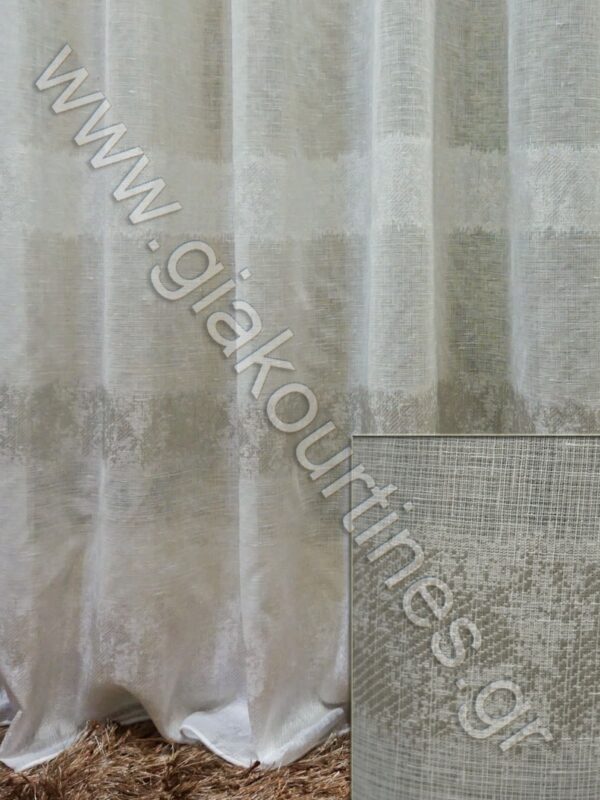 ΥΦΑΣΜΑ ΗΜΙΔΙΑΦΑΝΟ, ΥΠΟΛΕΥΚΟ ΤΥΠΟΥ ΛΙΝΟ ΜΕ ΡΙΓΕΣ ΑΝΟΙΧΤΟ ΓΚΡΙ, ΥΠΟΛΕΥΚΕΣ
