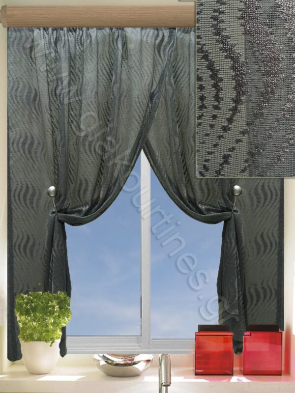 ΚΟΥΡΤΙΝΑ ΡΑΜΜΕΝΗ ΓΙΑ ΠΑΡΑΘΥΡΟ, ΔΑΝΤΕΛΑ ΓΚΡΙ ΑΤΣΑΛΑΚΩΤΗ