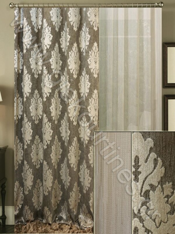 ΚΟΥΡΤΙΝΕΣ ΓΙΑ ΣΑΛΟΝΙ, ΡΙΝΤΟ ΜΠΑΡΟΚ ΓΚΡΙΖΟΕΛΕΦΑΝΤ 2Μ ΦΑΡΔΟΣ, ΚΟΥΡΤΙΝΑ ΠΟΛΥΤΕΛΕΙΑΣ ΤΗΣ ΑΜΜΟΥ 4Μ ΦΑΡΔΟΣ