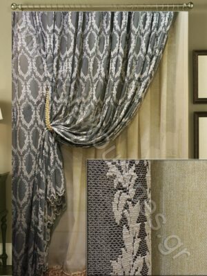 ΚΟΥΡΤΙΝΕΣ ΓΙΑ ΣΑΛΟΝΙ, ΡΙΝΤΟ ΔΑΝΤΕΛΑ ΑΤΣΑΛΑΚΩΤΗ, ΠΟΛΥΤΕΛΕΙΑΣ SMOKEY ΜΠΕΖ ΑΝΘΡΑΚΙ 2,5Μ, ΚΟΥΡΤΙΝΑ MAT ΥΦΗ  4Μ