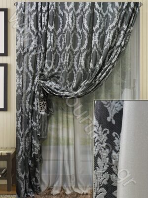 ΚΟΥΡΤΙΝΕΣ ΓΙΑ ΣΑΛΟΝΙ, ΡΙΝΤΟ ΔΑΝΤΕΛΑ ΠΟΛΥΤΕΛΕΙΑΣ ΑΝΘΡΑΚΙ ΓΚΡΙ 2,50Μ, ΚΟΥΡΤΙΝΑ ΖΟΡΖΕΤΑ ΠΟΛΥΤΕΛΕΙΑΣ 4Μ