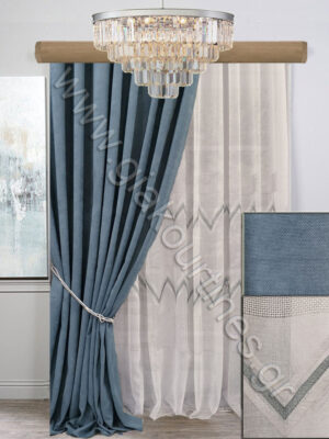 ΚΟΥΡΤΙΝΕΣ ΒΕΛΟΥΡ ΠΑΛ ΜΠΛΕ ΡΙΝΤΟ, ΚΟΥΡΤΙΝΑ ΜΕ ΑΖΟΥΡ