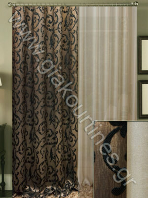 ΡΙΝΤΟ ΤΑΦΤΑΣ ΜΠΑΡΟΚ ΚΑΦΕ ΜΕ ΜΑΥΡΟ 2,5Μ ΦΑΡΔΟΣ, ΖΟΡΖΕΤΑ ΠΟΛΥΤΕΛΕΙΑΣ ΜΠΕΖΟΚΑΦΕ 4Μ ΦΑΡΔΟΣ