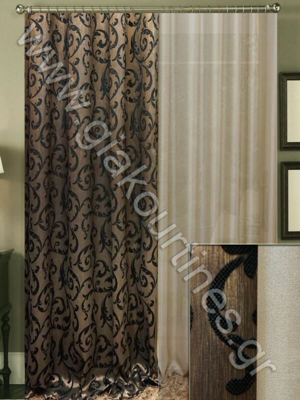 ΡΙΝΤΟ ΤΑΦΤΑΣ ΜΠΑΡΟΚ ΚΑΦΕ ΜΕ ΜΑΥΡΟ 2,5Μ ΦΑΡΔΟΣ, ΖΟΡΖΕΤΑ ΠΟΛΥΤΕΛΕΙΑΣ ΜΠΕΖΟΚΑΦΕ 4Μ ΦΑΡΔΟΣ