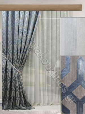 ΚΟΥΡΤΙΝΕΣ ΣΑΛΟΝΙΟΥ,ΡΙΝΤΟ ΠΑΣΤΕΛ ΓΚΡΙ ΜΠΛΕ, ΚΟΥΡΤΙΝΑ SMOKEY ΠΑΓΟΥ