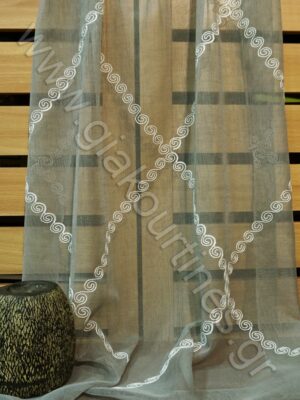 ΚΟΥΡΤΙΝΑ ΜΑΤ ΥΦΗ ΓΚΡΙ ΜΕ ΚΕΝΤΗΜΑ ΛΕΥΚΟ