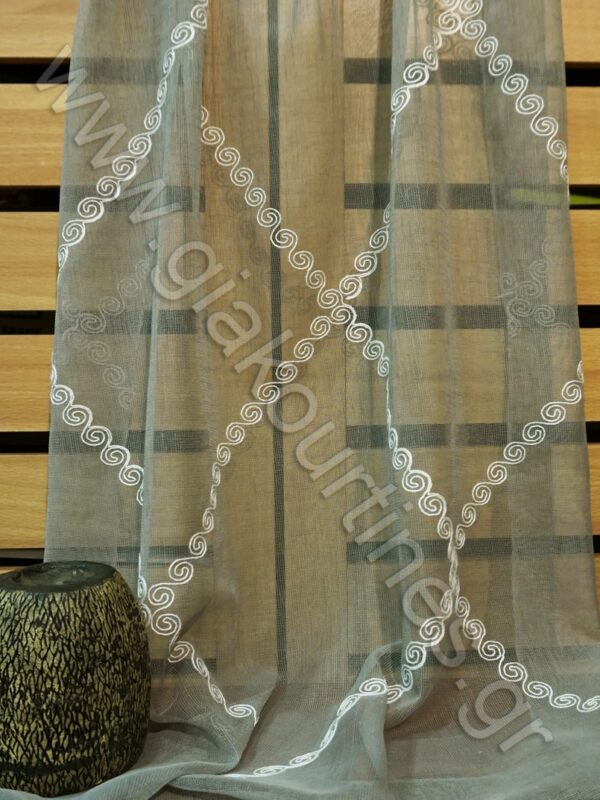 ΚΟΥΡΤΙΝΑ ΜΑΤ ΥΦΗ ΓΚΡΙ ΜΕ ΚΕΝΤΗΜΑ ΛΕΥΚΟ