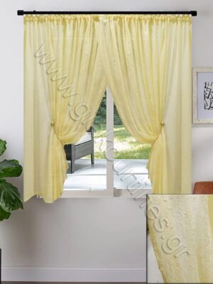 2x ΚΟΥΡΤΙΝΕΣ ΚΟΝΤΕΣ ΓΙΑ ΠΑΡΑΘΥΡΟ ΑΤΣΑΛΑΚΩΤΗ ΚΡΕΜ