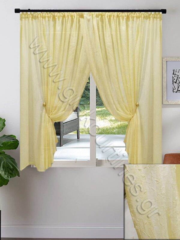 2x ΚΟΥΡΤΙΝΕΣ ΚΟΝΤΕΣ ΓΙΑ ΠΑΡΑΘΥΡΟ ΑΤΣΑΛΑΚΩΤΗ ΚΡΕΜ