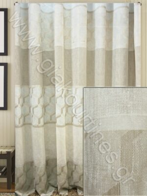 ΚΟΥΡΤΙΝΑ ΡΑΜΜΕΝΗ ΗΜΙΔΙΑΦΑΝΗ, ΤΥΠΟΥ ΛΙΝΟ ΑΠΟΧΡΩΣΕΙΣ ΥΠΟΛΕΥΚΟ ΜΠΕΖ, ΜΠΕΖ ΑΜΜΟΥ 4Μ ΦΑΡΔΟΣ Χ 2,80Μ