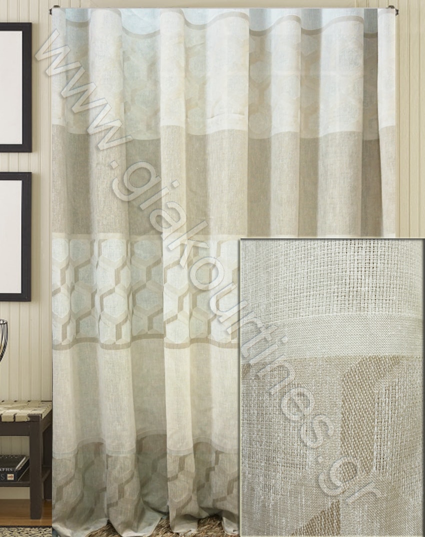 ΚΟΥΡΤΙΝΑ ΡΑΜΜΕΝΗ ΗΜΙΔΙΑΦΑΝΗ, ΤΥΠΟΥ ΛΙΝΟ ΑΠΟΧΡΩΣΕΙΣ ΥΠΟΛΕΥΚΟ ΜΠΕΖ, ΜΠΕΖ ΑΜΜΟΥ 4Μ ΦΑΡΔΟΣ Χ 2,80Μ