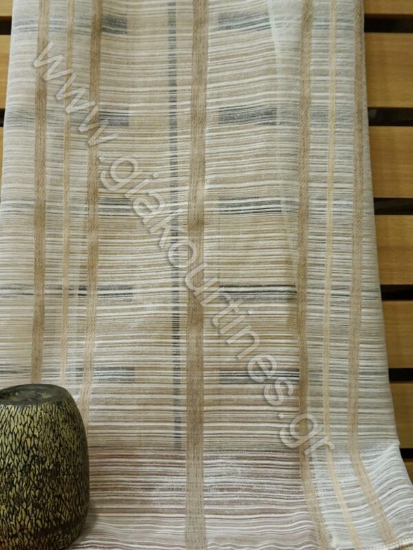 ΚΟΥΡΤΙΝΑ ΟΡΓΑΝΤΖΑ ΜΕ ΡΙΓΕΣ ΑΠΑΛΟ ΚΑΦΕ 5Μ Χ 2,80Μ