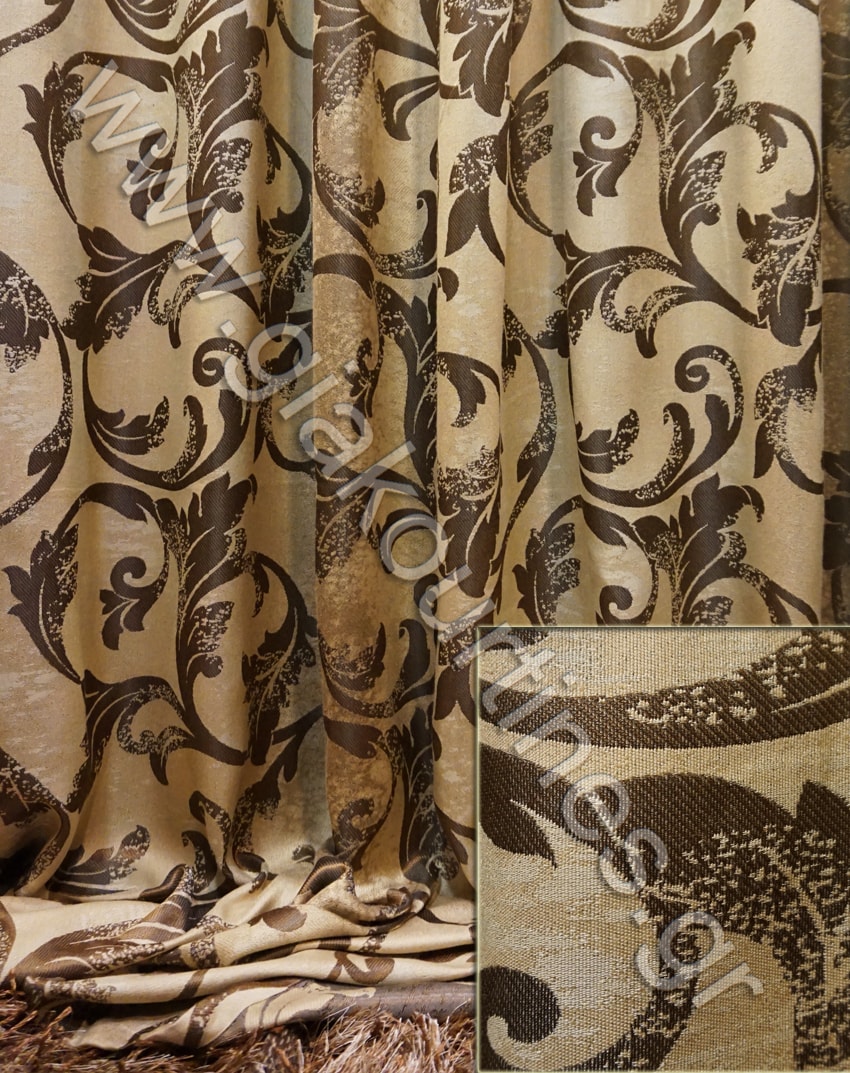 ΥΦΑΣΜΑ ΧΥΤΟ ΠΟΛΥΤΕΛΕΙΑΣ ΜΠΑΡΟΚ ΧΡΩΜΑ ΜΠΕΖ ΜΕ ΚΑΦΕ ΜΠΑΡΟΚ ΚΛΑΔΑΚΙ ΥΨΟΣ 3,20Μ